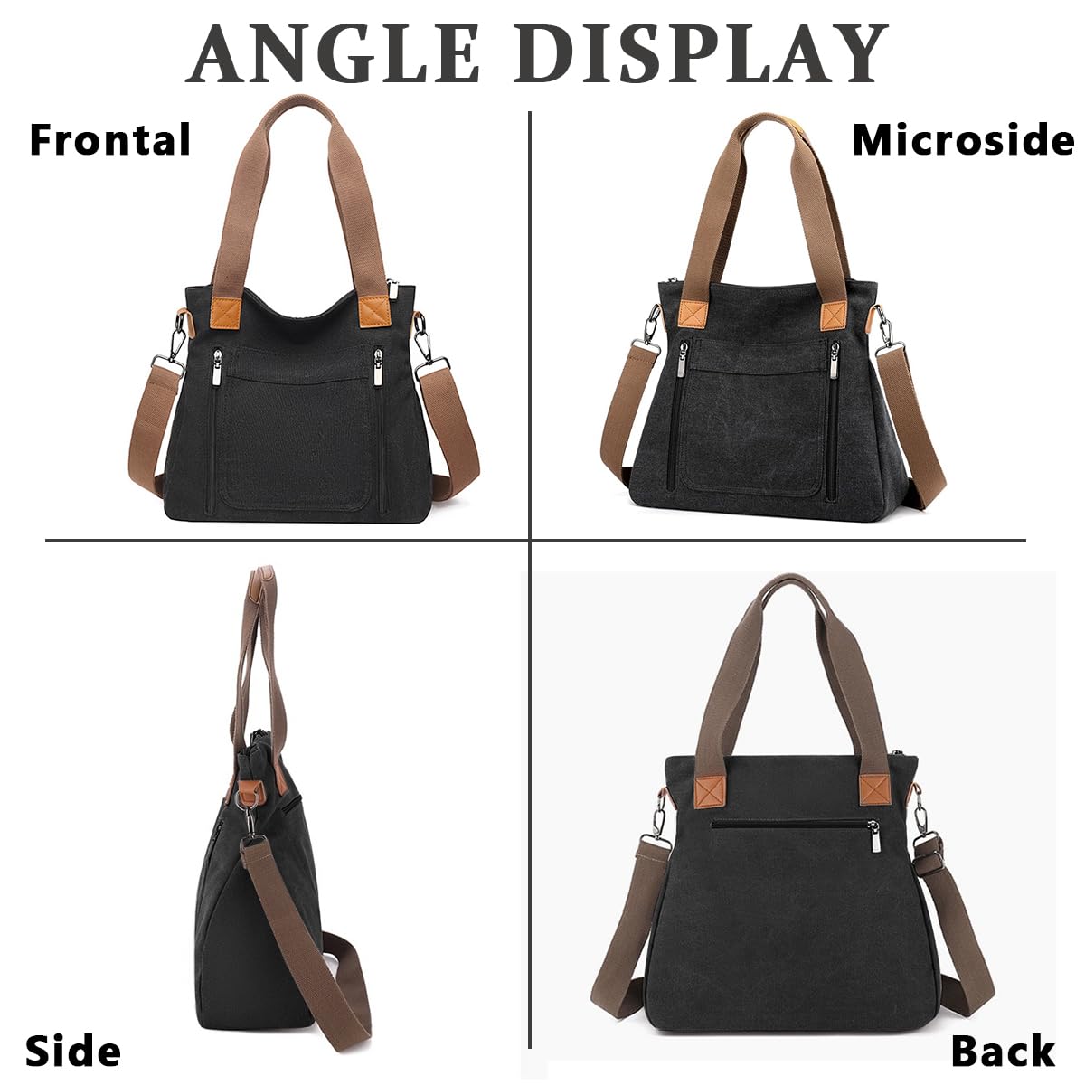 PALAY Handbag for Women, Girls Stylish Detachable Shoulder Strap Canvas Shoulder Bag for Women & Girls - Black PALAY Handbag for Women, Girls Stylish Detachable Shoulder Strap Canvas Shoulder Bag for Women & Girls - Black